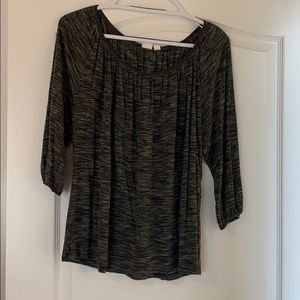 Heather black scoop neck peasant shirt